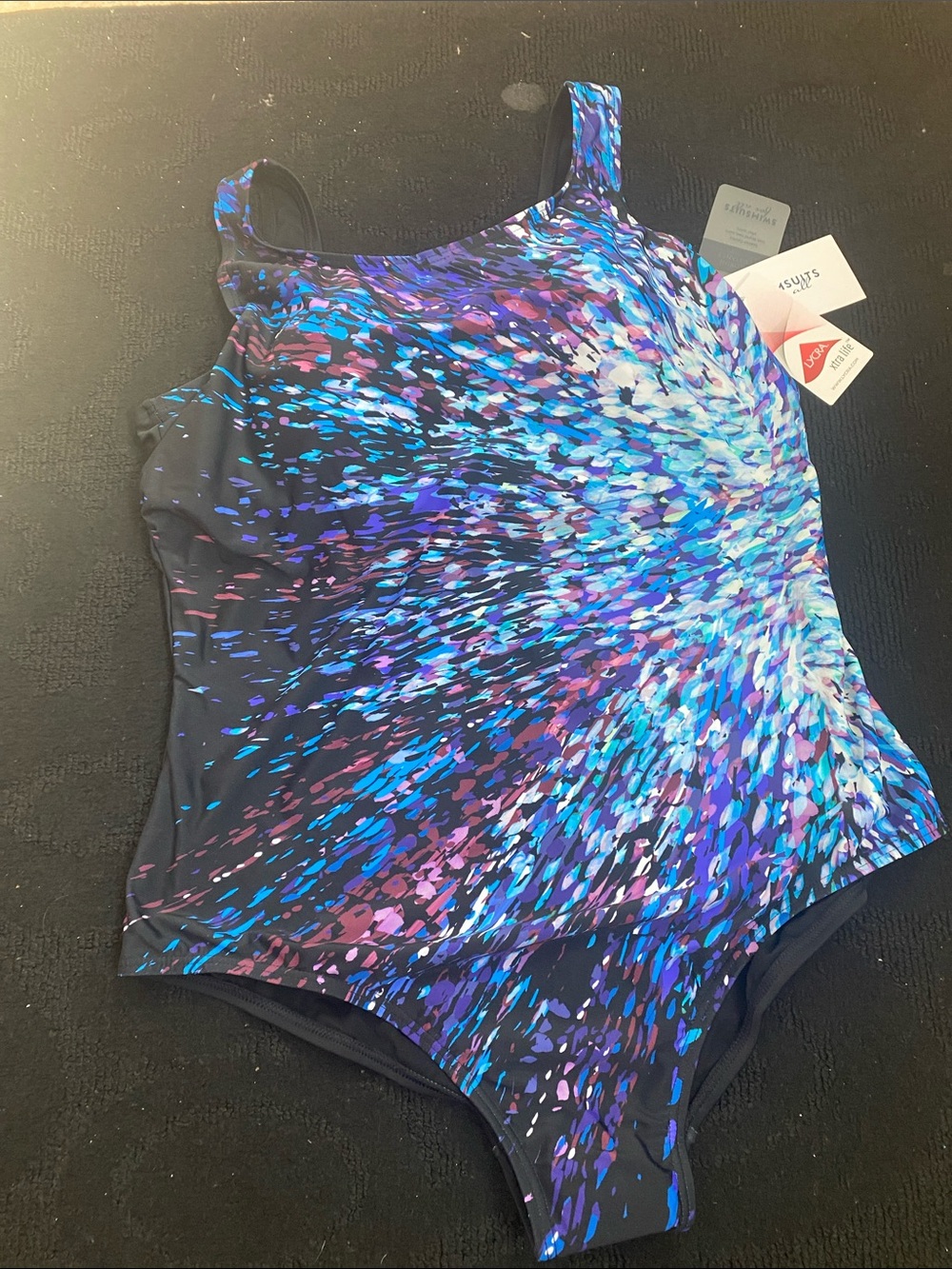 Swimsuits For All Blue, Purple and Aqua Burst One-Piece Swim